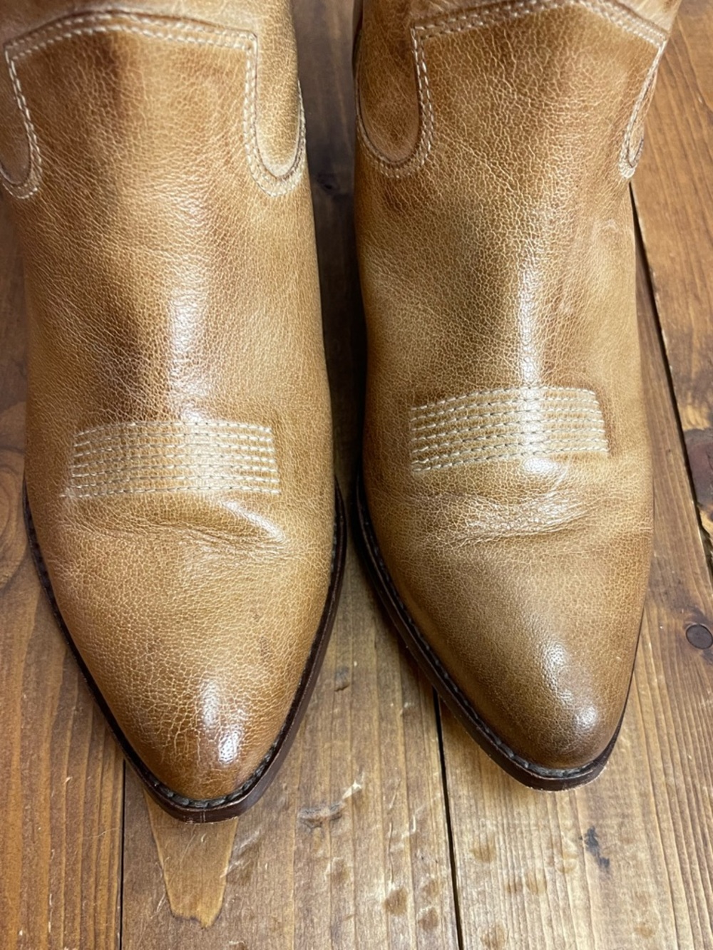 Free People Borderline Western Boots tan leather womens size 37.5 - Picture 3 of 9